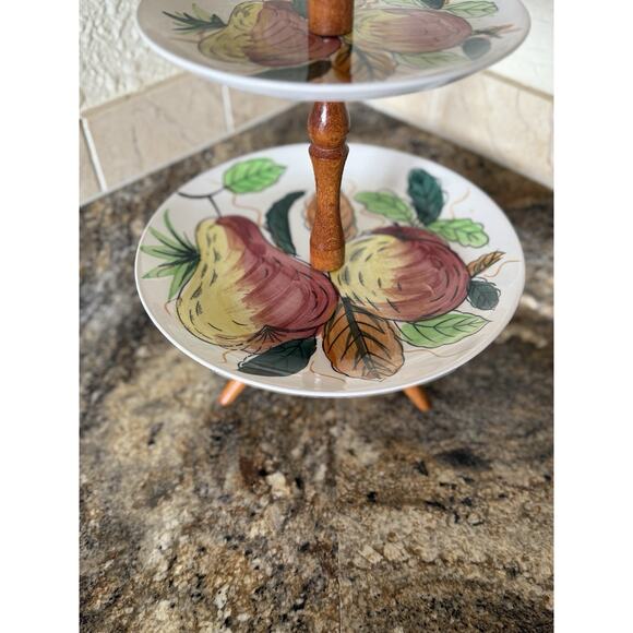 Vtg MCM Ironstone Royal Sealy Tiered Serving Plate Set Japan Hostess Server EUC - Picture 6 of 9